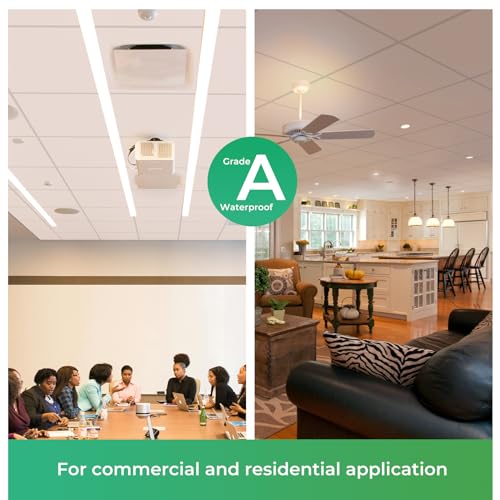 STICKGOO Smooth Drop Ceiling Tiles 2ft x 2ft, PVC Ceiling Tile 24 x 24in - Waterproof, Fire-Rated to Prevent Breakage - Package of 12 Tiles Cover 48 Sq. Ft, White - Image 4