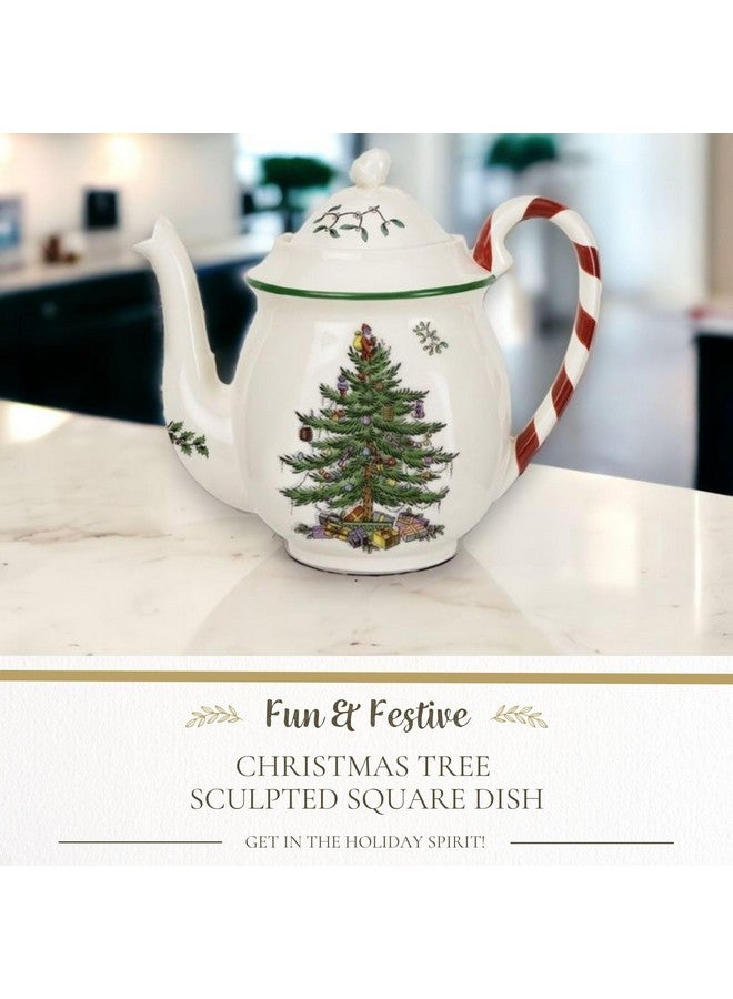 Spode Christmas Tree 32oz Teapot - Earthenware, Festive Holiday Serveware With Peppermint Motif, Brewing Warm Winter Drinks For Holiday Celebrations - Beautiful Addition To Your Festive Table - Image 2