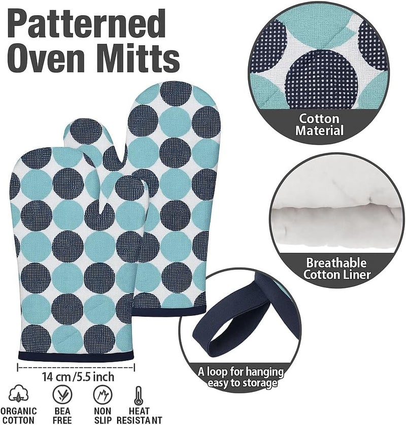 CRAZYWEAVES Oven Glove for Micro Oven Heat Proof Gloves for Cooking kitcen in Home Hotels for Oven Mitten Set (Blue Print) - Image 5