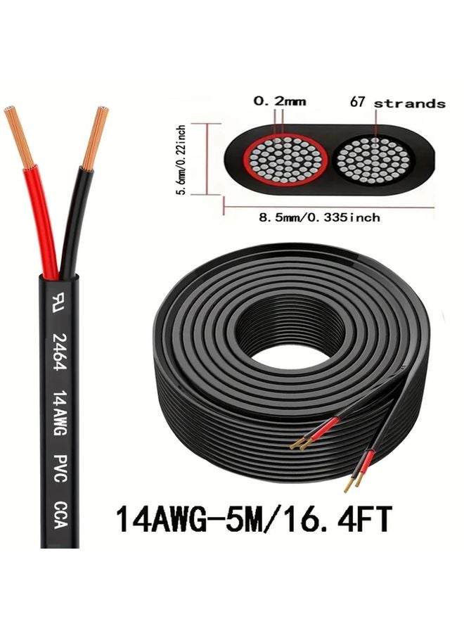 14AWG سلك ثنائي النواة من الألومنيوم المطلي بالنحاس CCA 19685 بوصة لمصابيح LED وسماعات السيارة - Image 1