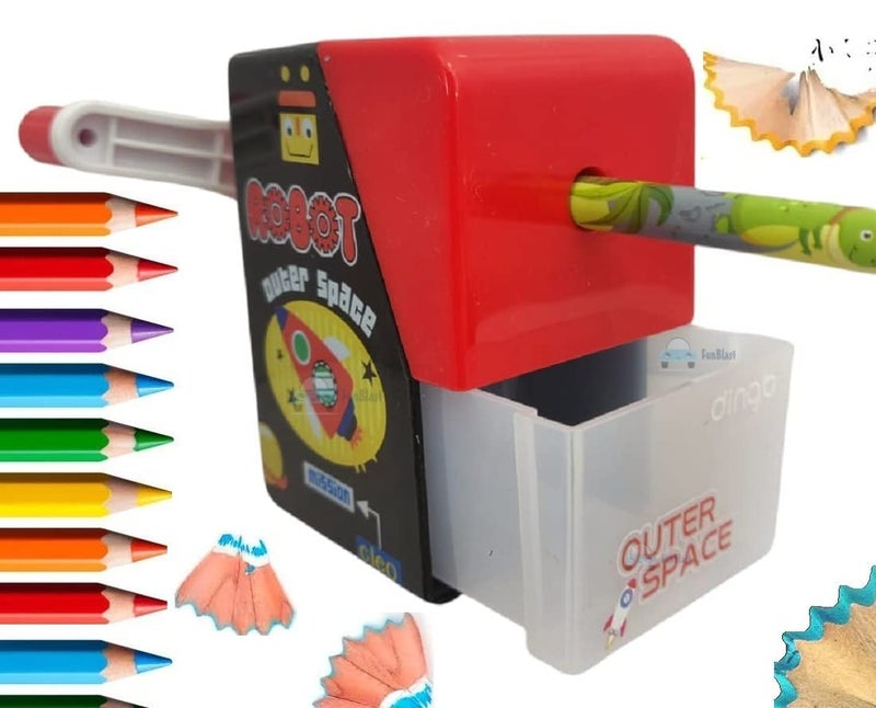 kunya Kunya® Sharpener for Kids - Pencil Sharpeners for Kids Boys & Girls School Kit and Office Stationary Items, Stationary Kit, Table Sharpener Machine, Birthday Return Gift (Robot Sharpener) (Red) - Image 2
