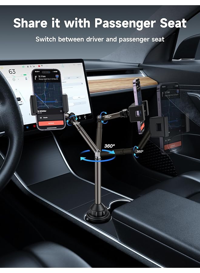 جيسوس حامل أكواب للسيارة - حامل معدني طويل الذراع فائق الثبات للهواتف - قابل للتعديل لأجهزة iPhone وSamsung وGoogle - Image 4
