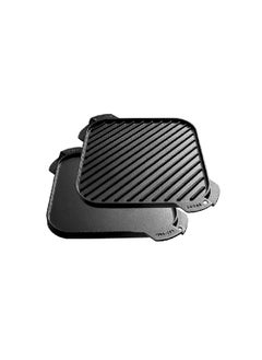 LODGE Seasoned Even Heat Distribution Cast Iron Reversible Grill/Griddle Black 10.5 inch LSRG3  - Image 3