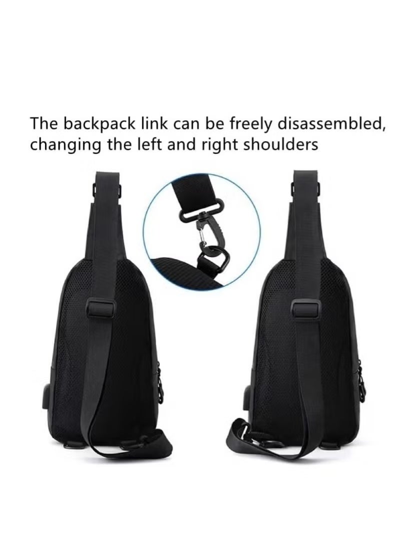Skycare Men's Waterproof Sling Bag - Lightweight Crossbody Chest Pack for Travel/Cycling | 5L Anti-Theft Daypack with USB Port & Hidden Pockets | Slim Shoulder Backpack (Black) - Image 5