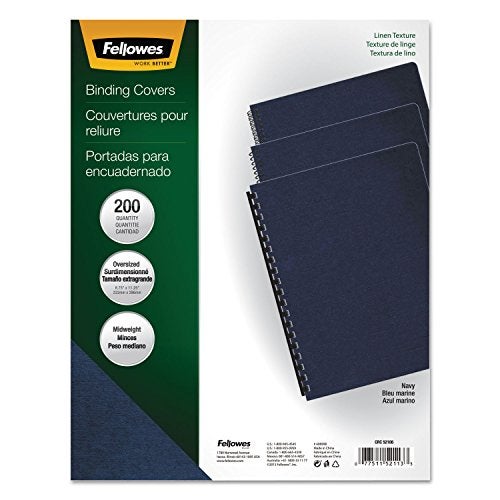 Fellowes Linen Presentation Covers, 11-1/4 Inch x 8-3/4 Inch, Navy, 200 per Pack (52113) - Image 4