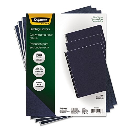 Fellowes Linen Presentation Covers, 11-1/4 Inch x 8-3/4 Inch, Navy, 200 per Pack (52113) - Image 3