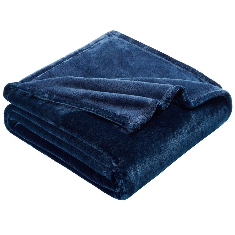DREAMNINE Soft Cozy Plush Fleece Throw Blanket 50" x 60", Solid Shag Minky Lightweight Fuzzy Flannel Blanket for Bedroom, Luxury Washable Warm Velvet Blankets for Couch Sofa Pet, Breathable, Navy Blue - Image 2