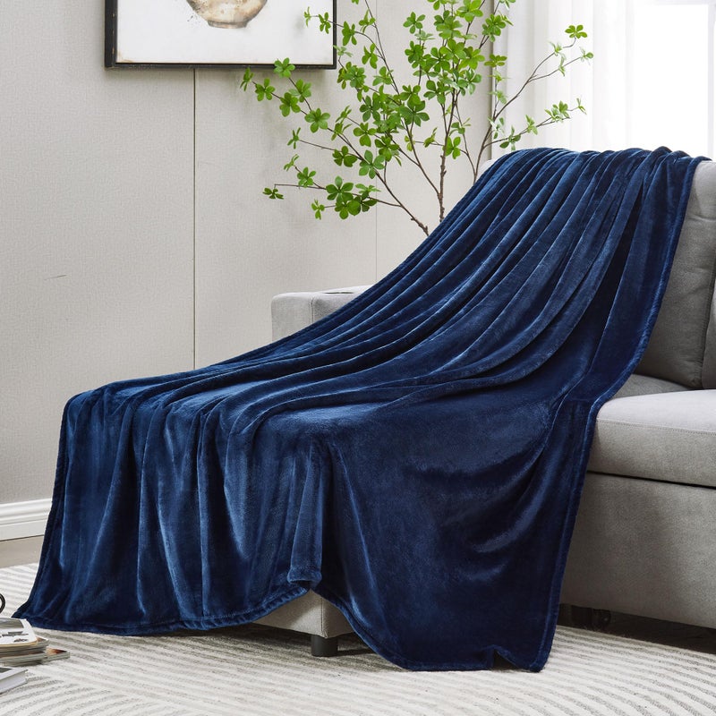 DREAMNINE Soft Cozy Plush Fleece Throw Blanket 50" x 60", Solid Shag Minky Lightweight Fuzzy Flannel Blanket for Bedroom, Luxury Washable Warm Velvet Blankets for Couch Sofa Pet, Breathable, Navy Blue - Image 5