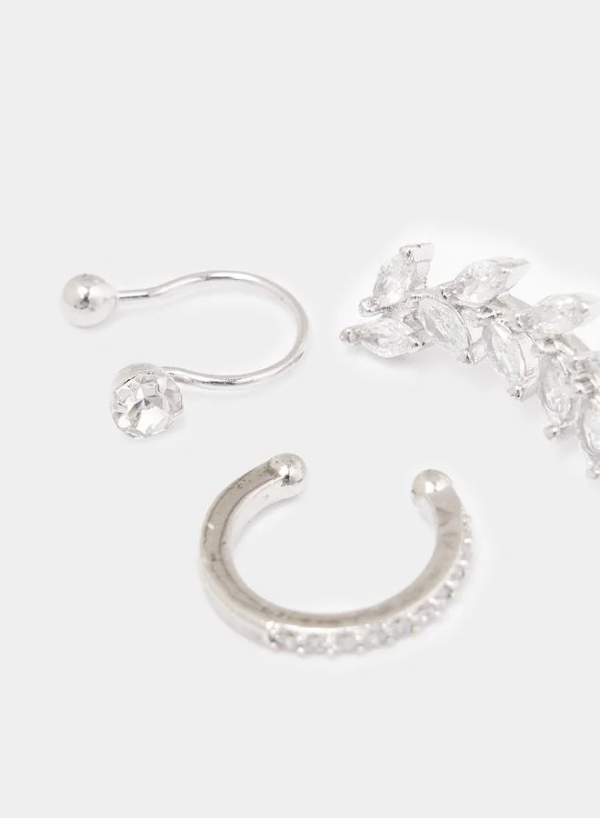 Styli Set of 3 - Leaves Design Cuff Earrings