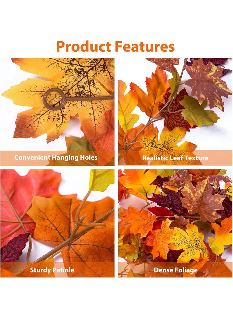 دايتويز إكليل فاخر من أوراق القيقب الاصطناعي - ديكور خريفي واقعي لرمضان والعيد واحتفالات المنزل - Image 5