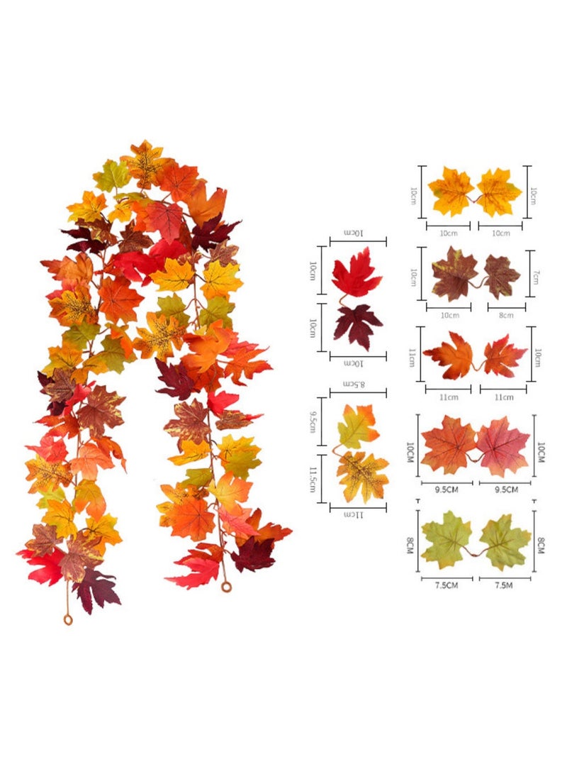 دايتويز إكليل فاخر من أوراق القيقب الاصطناعي - ديكور خريفي واقعي لرمضان والعيد واحتفالات المنزل - Image 3