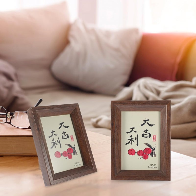 4pcs 5-inch Wood Photo Frames Deep Walnut Finish, Wall and Tabletop Display, Vintage Home Décor Picture Frames for 9x13cm Photos - Image 3