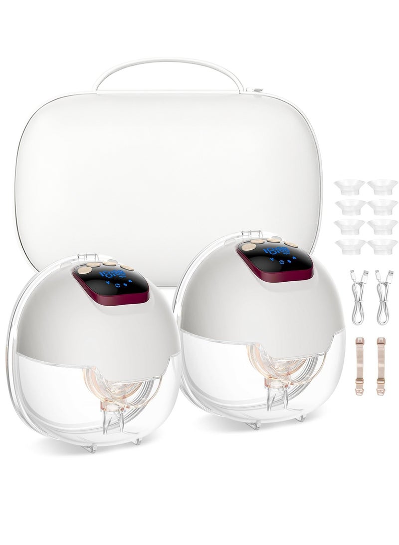 Gonice Hands Free Electric Breast Pump 4 Modes and 15 Levels Electric Breast Pumps with LED Display 180ml Breast Pump with Flanges 18/20/22/24mm (2 Pieces) - Image 1