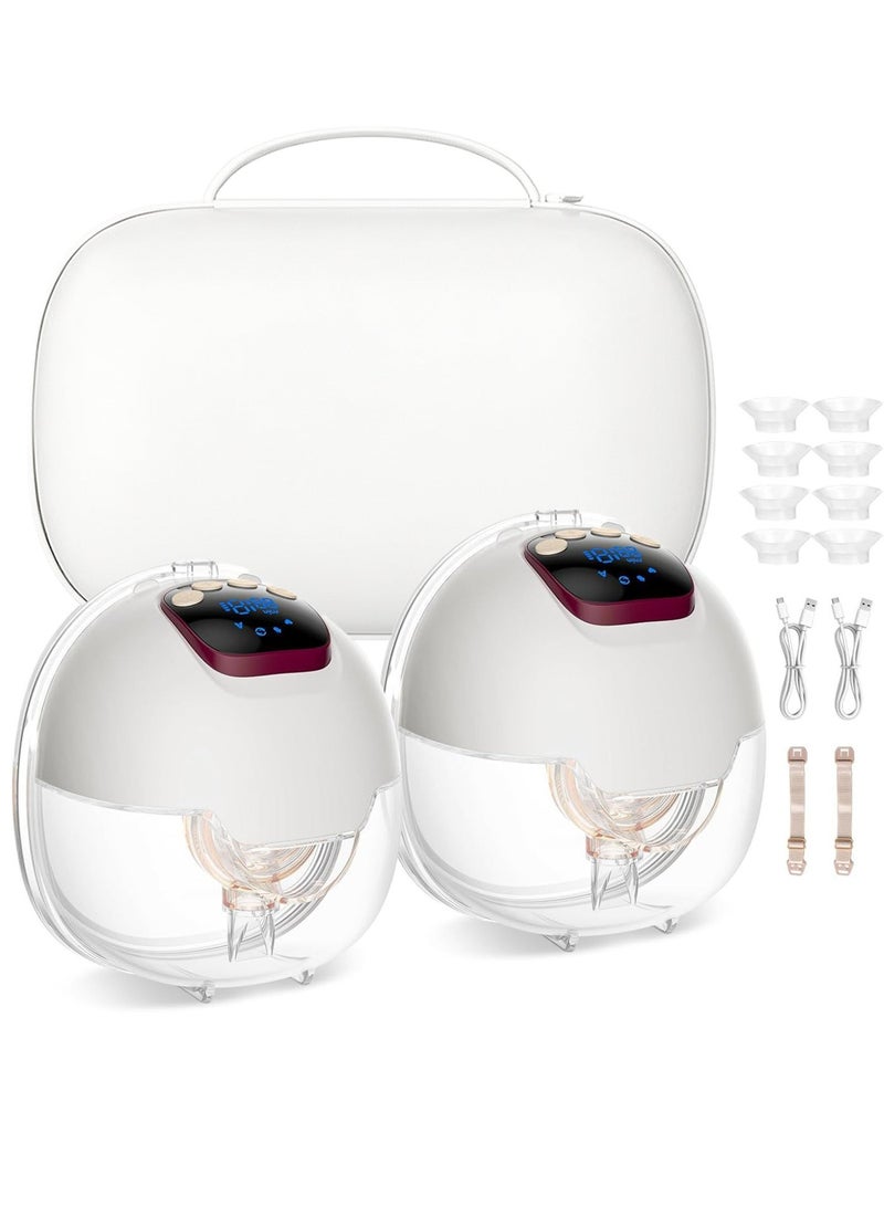 Gonice Hands Free Electric Breast Pump 4 Modes and 15 Levels Electric Breast Pumps with LED Display 180ml Breast Pump with Flanges 18/20/22/24mm (2 Pieces) - Image 2