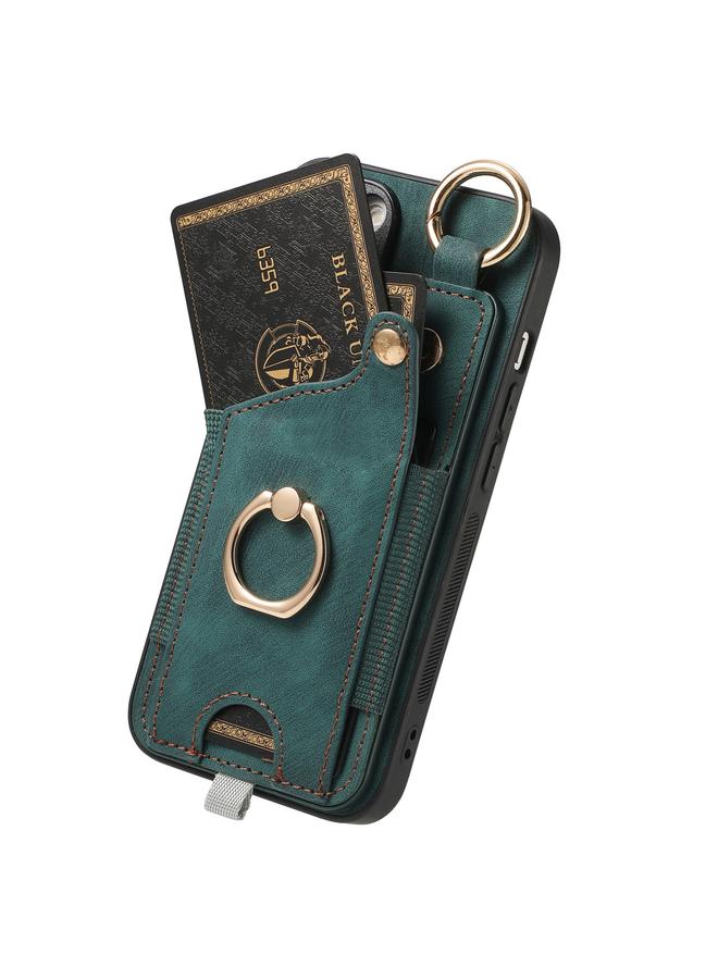 اس-توب جراب هاتف iPhone 13 Pro بتصميم كلاسيكي مع حلقة تعليق وحقيبة بطاقات - Image 2