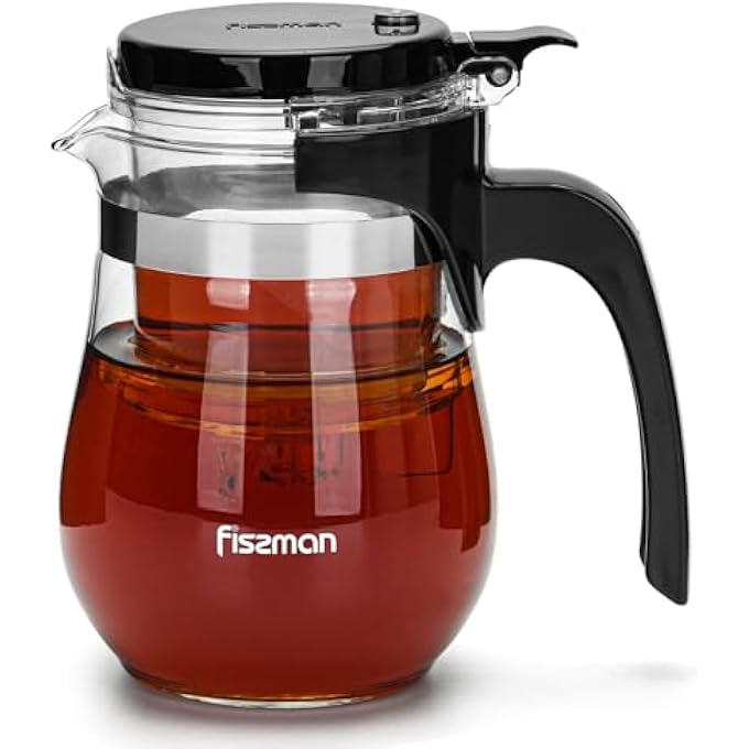 فيسمان إبريق شاي زجاجي مع فلتر، سعة 550 مل، لشاي الأوراق المتفتحة، أكياس شاي بنكهة الفواكه، سلسلة غونفو - Image 1