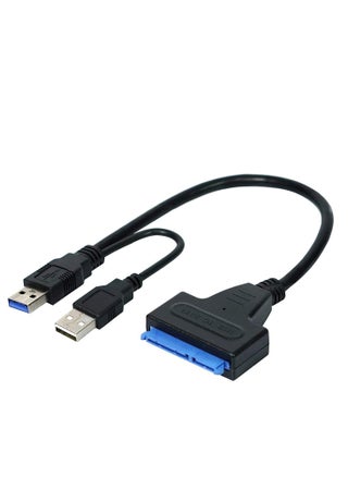 USB to SATA Adapter, USB 3.0 to SATA III Hard Drive Adapter Cable, SATA to USB 3.0 Adapter Cable for 2.5/3.5 inch SSD & HDD Dual USB with 12V/2A DC Port Black - pzsku/Z72519526D3EAC004E2E2Z/45/_/1739486640/bb592298-7d63-4326-96cf-d544e7a6cbcc