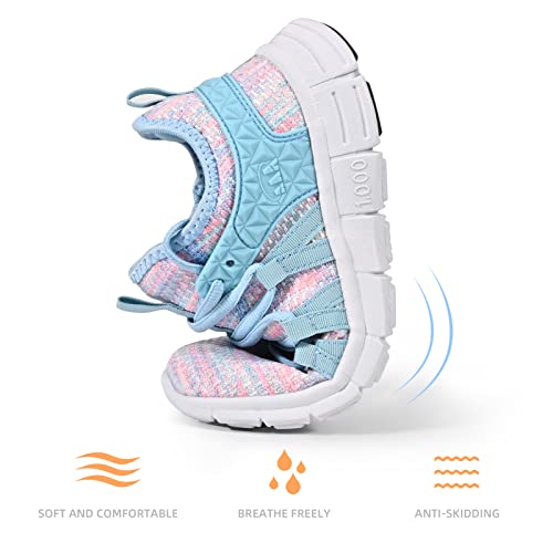 AOE Womens Fashion Walking Running Shoes Ultra Lightweight Breathable Mesh Tennis Shoes Non Slip Athletic Workout Gym Sneakers Blue Pink Lace 8women / 7men - Image 4