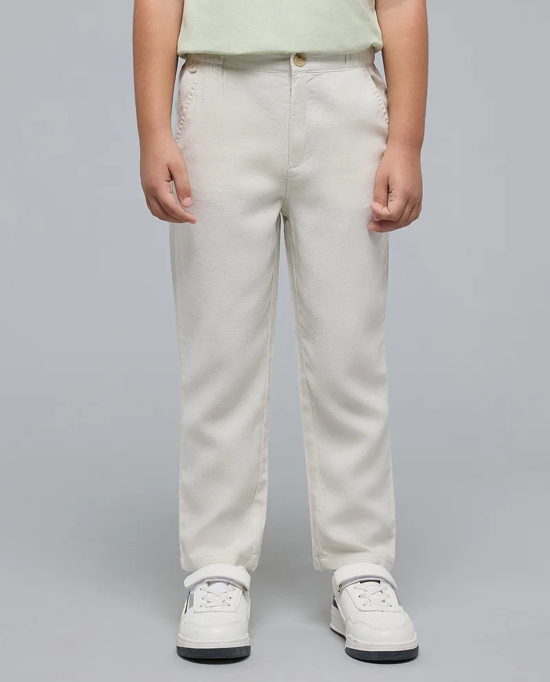 أر أند بي Solid Regular Fit Pants with Button Closure