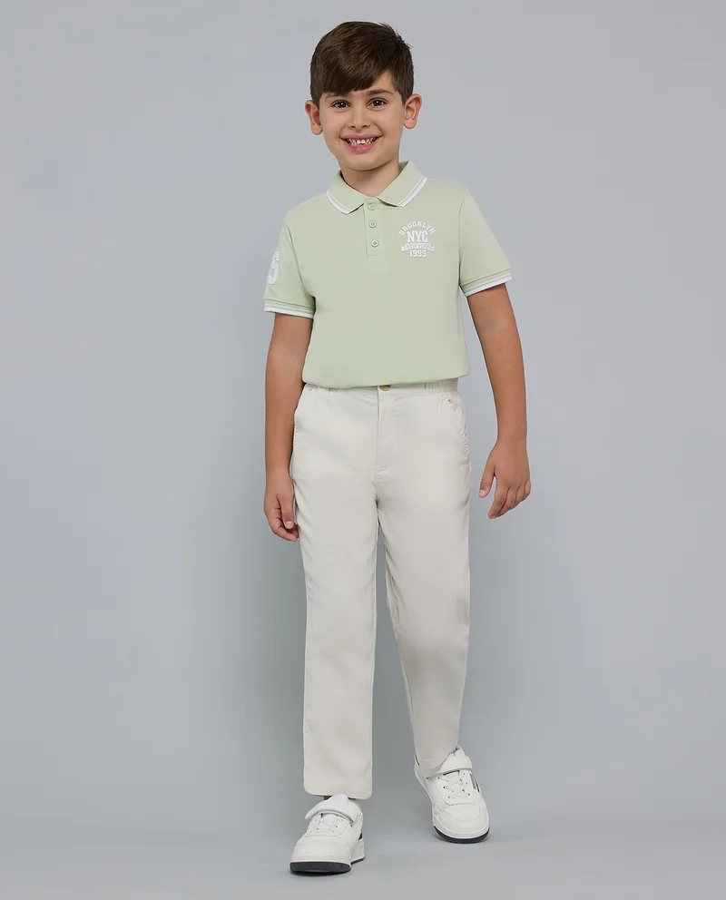 أر أند بي Solid Regular Fit Pants with Button Closure