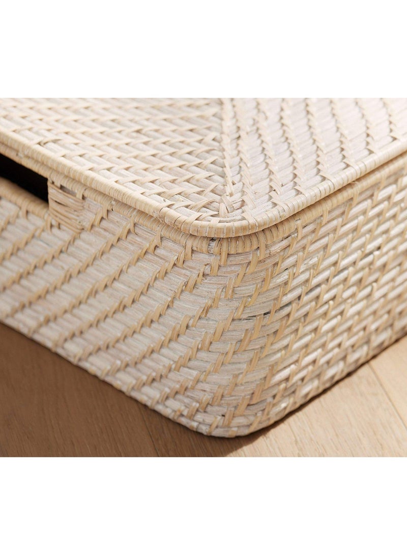 Homesmiths Rattan Under Bed Storage Basket with Lid – L 81 x B 43 x H 17 cm, Slim Flat Organizer for Clothes, Shoes, Linens & Household Items, Space-Saving Bedroom Storage - Image 5