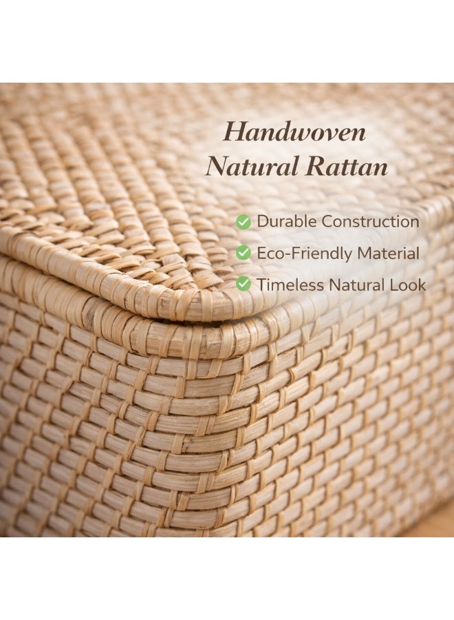 Homesmiths Rattan Under Bed Storage Basket with Lid – L 81 x B 43 x H 17 cm, Slim Flat Organizer for Clothes, Shoes, Linens & Household Items, Space-Saving Bedroom Storage - Image 4