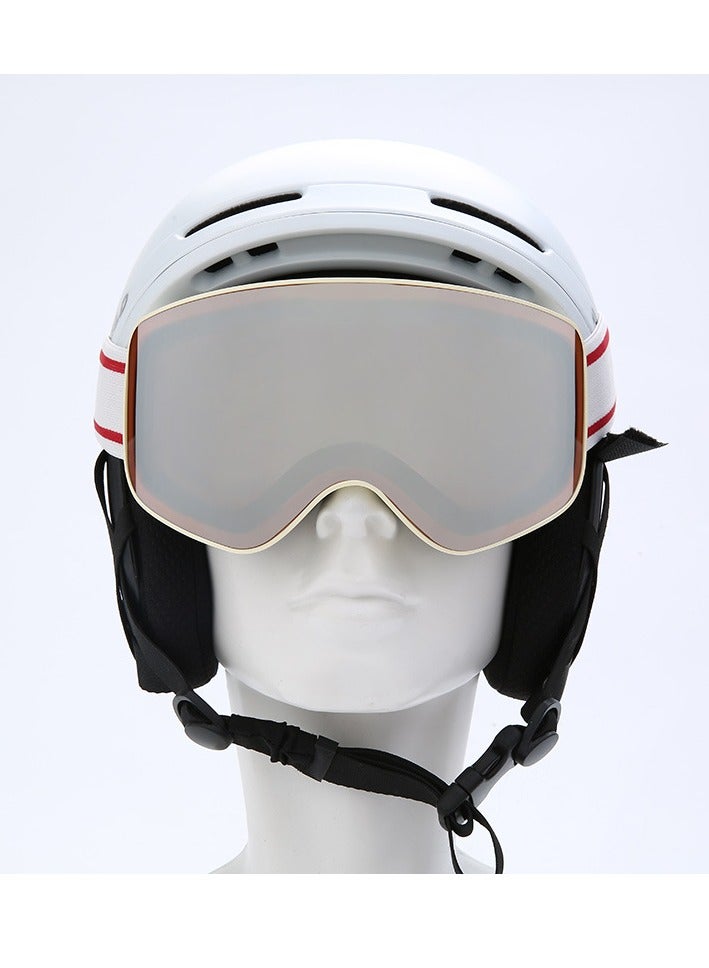 Generic Ski goggles full REVO coated glasses card myopia double anti-fog / HX15, milky white frame silver powder sheet 【send storage bag】 - Image 4