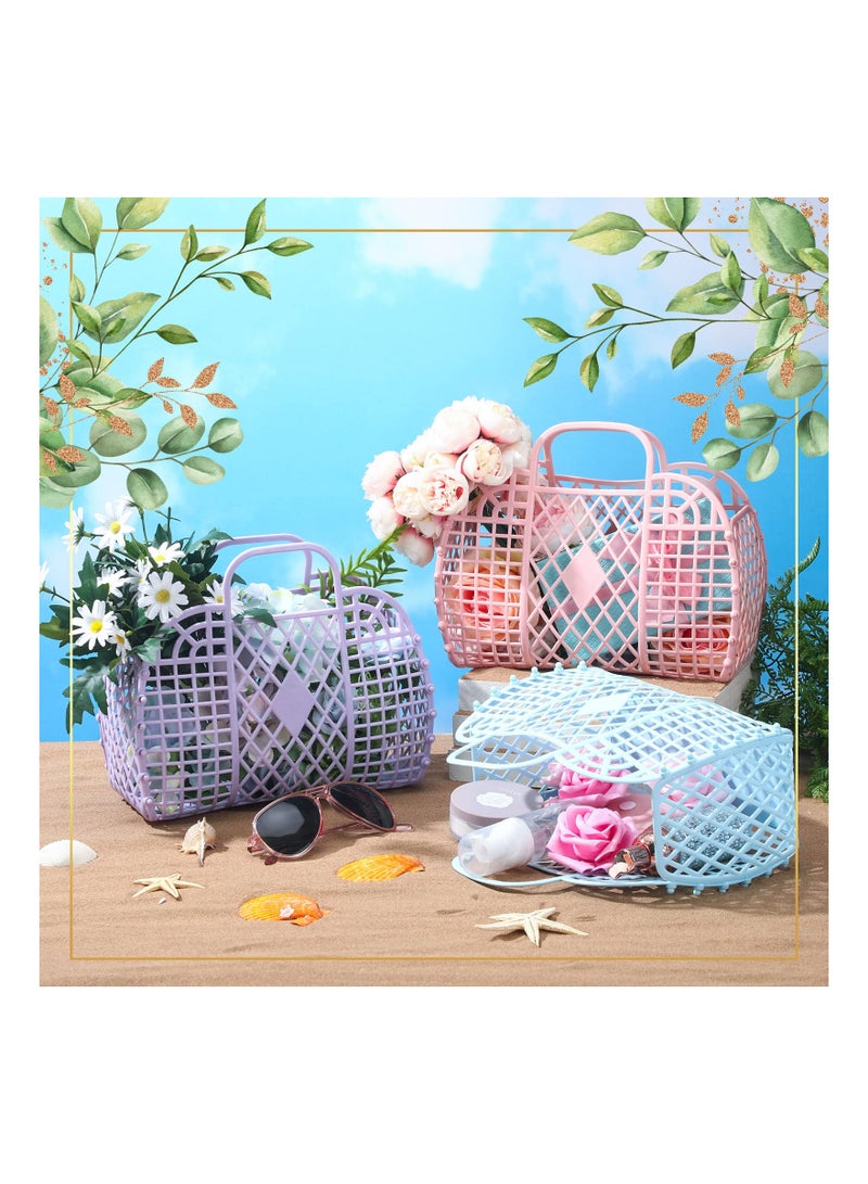 3-Pack Jelly Tote Bags for Women - Stylish Plastic Beach Baskets for Weddings, Bridesmaids, and Kids - Perfect Jelly Purse Gift Set for Special Occasions. - Image 3