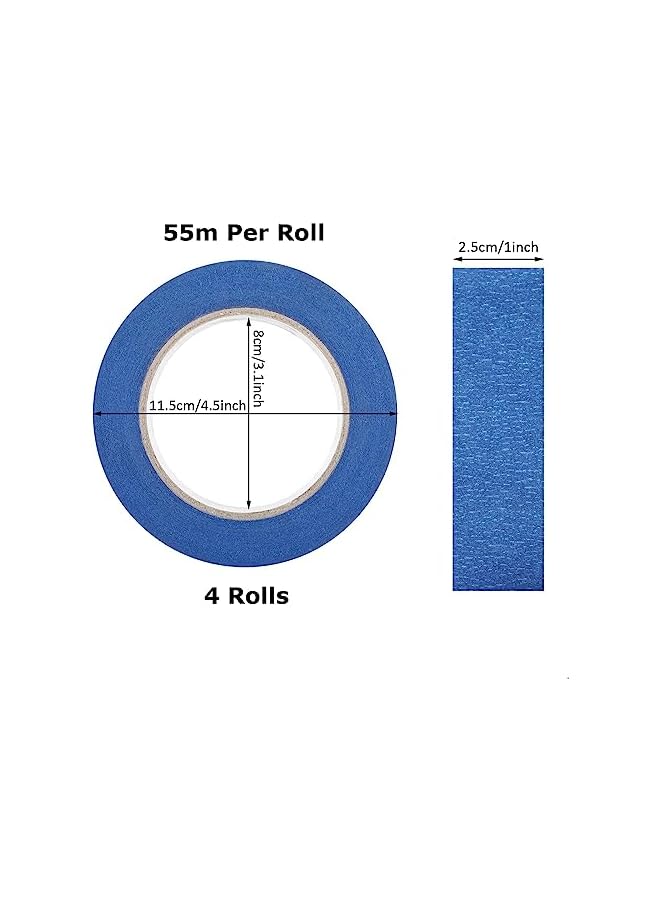 PROMASS promass 4 Rolls Blue Painters Masking Tape, Blue Masking Tape Bulk Multi Pack 25mm x 55m Professional & DIY Use Decorating Crafts Body Spraying  - Image 2