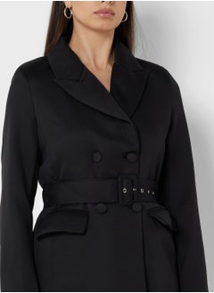 ELLA Classic Longline Blazer With Belt Detail  - Image 3