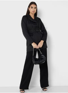 ELLA Classic Longline Blazer With Belt Detail  - Image 4