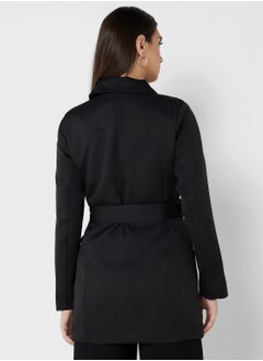 ELLA Classic Longline Blazer With Belt Detail  - Image 2