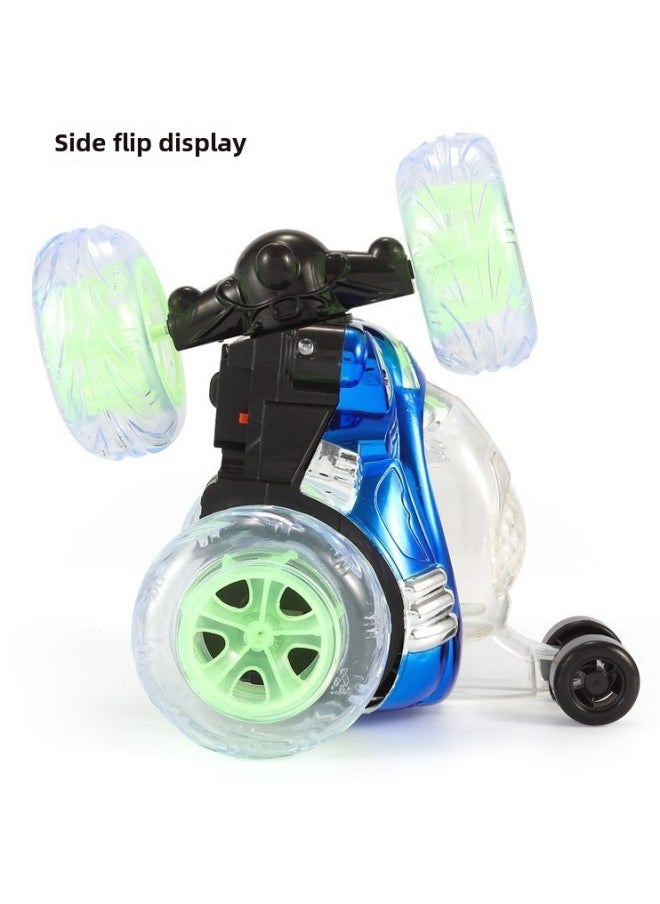 Generic Rolling Stunt Car Dump Truck Remote Control Car Off-Road Remote Control Car Model Charging Electric Racing Car Kidsren's Toy Car Boy-Color:15cm Blue [direct Charging Cable]/six Pieces Of Music-Proportion:Stunt Car Usb Charging [a Set Of Body Batteries]  - Image 5
