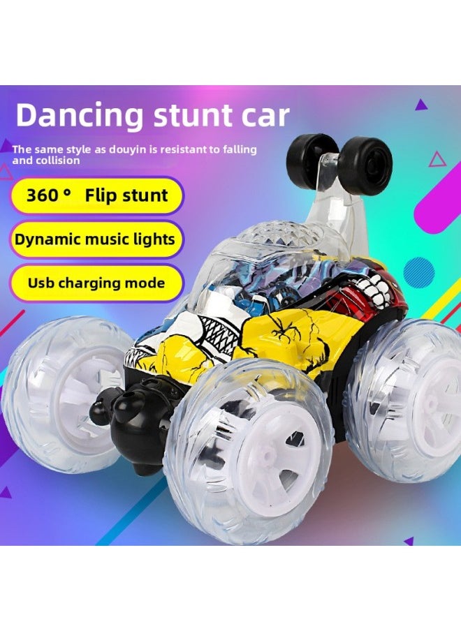 Generic Rolling Stunt Car Dump Truck Remote Control Car Off-Road Remote Control Car Model Charging Electric Racing Car Kidsren's Toy Car Boy-Color:15cm Blue [direct Charging Cable]/six Pieces Of Music-Proportion:Stunt Car Usb Charging [a Set Of Body Batteries]  - Image 3