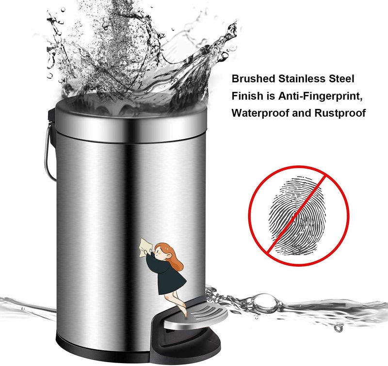 OPR Stainless Steel Round Pedal Dustbin with Soft-Close Lid And Foot Pedal | Trash Can/Dustbin For Home, Kitchen, Bathroom, Office And Washroom With Lid And bucket(6 liter)(small size) - Image 5