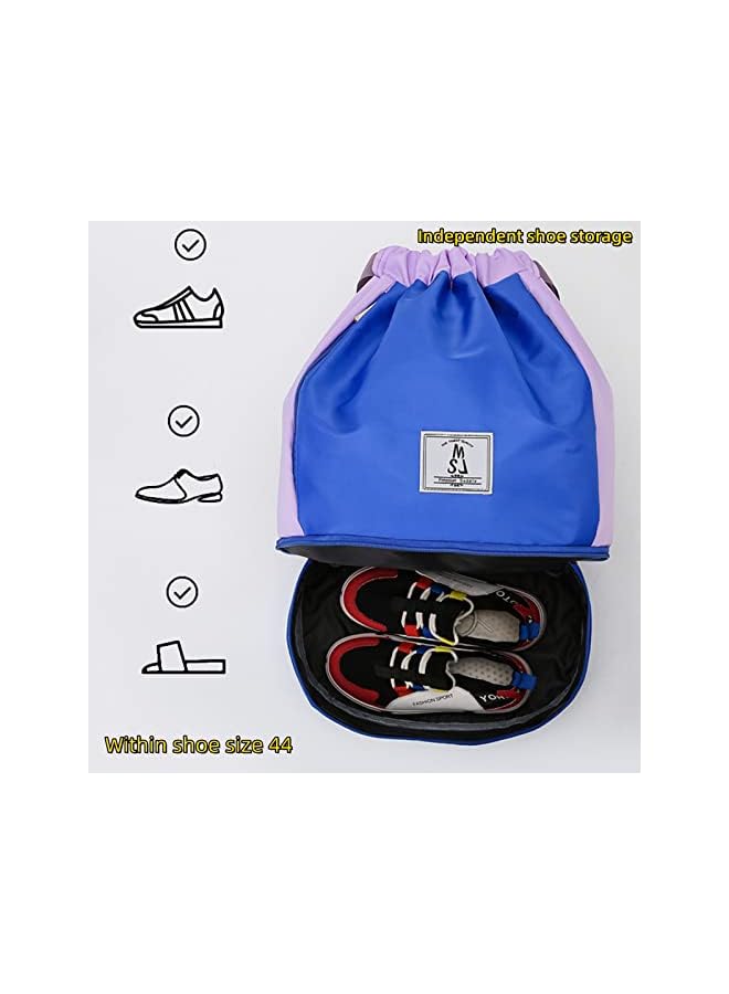 PROMASS Drawstring Backpack Shoe Storage Large-Capacity Swimming Bag Side Zipper Pocket Portable Storage Bag Men Dry & Wet Separation Waterproof Beach Bag Female Fitness Sports Bag Waterproof  - Image 2