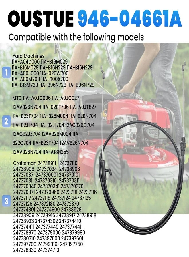 OUSTUE 946-04661A Control Cable for MTD Troy Bilt 21-034 Deck 746-04661A Craftsman Troy-Bilt Bolens Yard Machines Troy Bilt TB110 TB280ES TB230 TB320 Murray Lawn Mower Zone Control Cable - Image 3