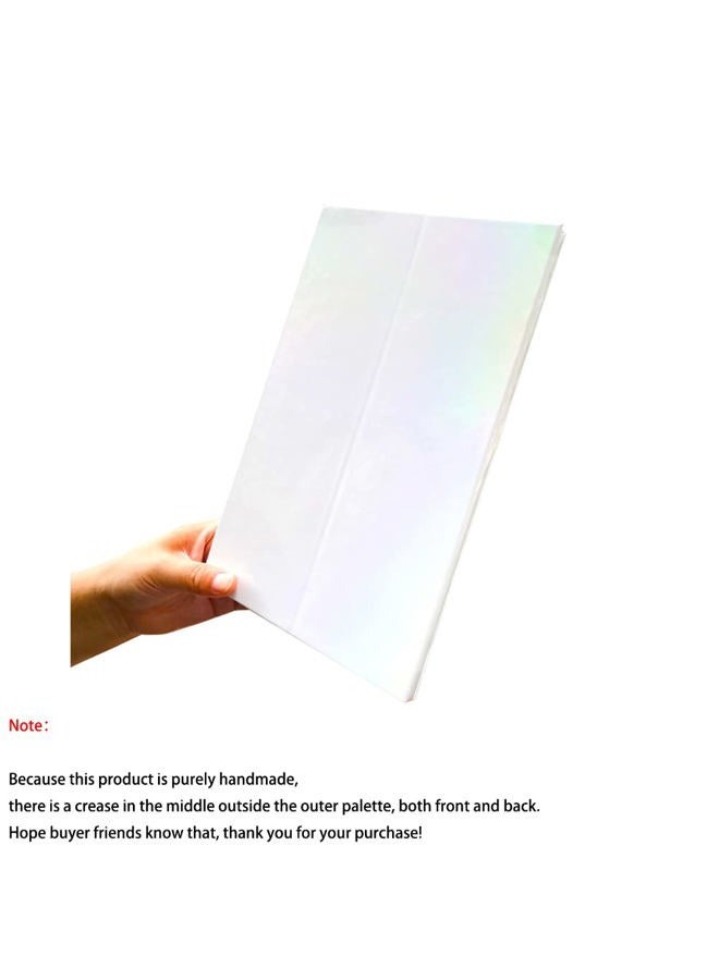 SZDYM strong portable ipad style standable large empty magnetic organizer palette, big white holographic cardboard magnetic palette, holding 60pcs 26mm round or square pans.  - Image 5