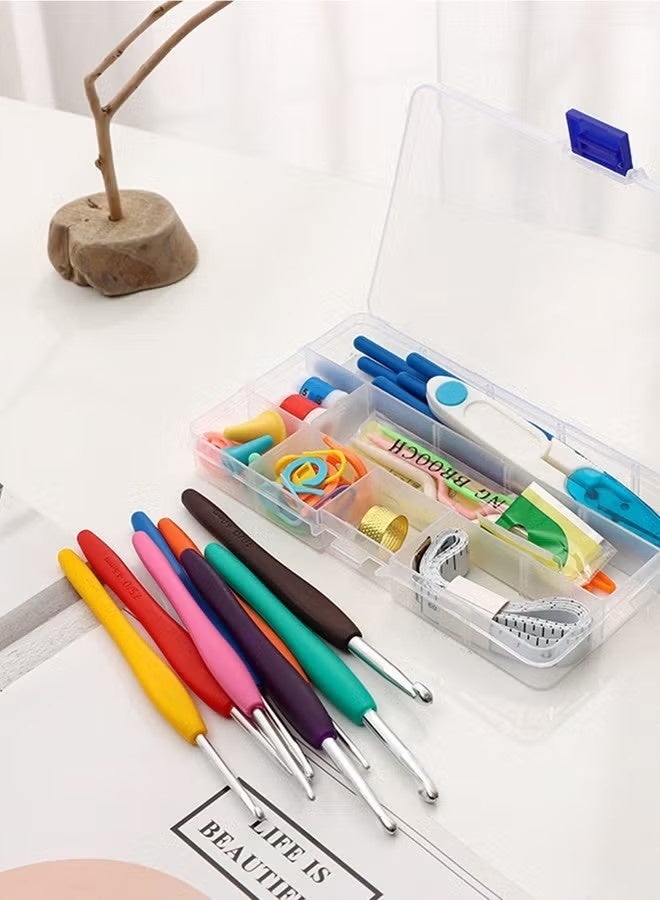 53PCS Crochet Hooks Set, with Carry Bag, Needles, Color Stitch Markers, Measure Tape Beginners Crochet Hook Set for Crochet Art, DIY Crafting,Multicolor, With Transparent Case - Image 5