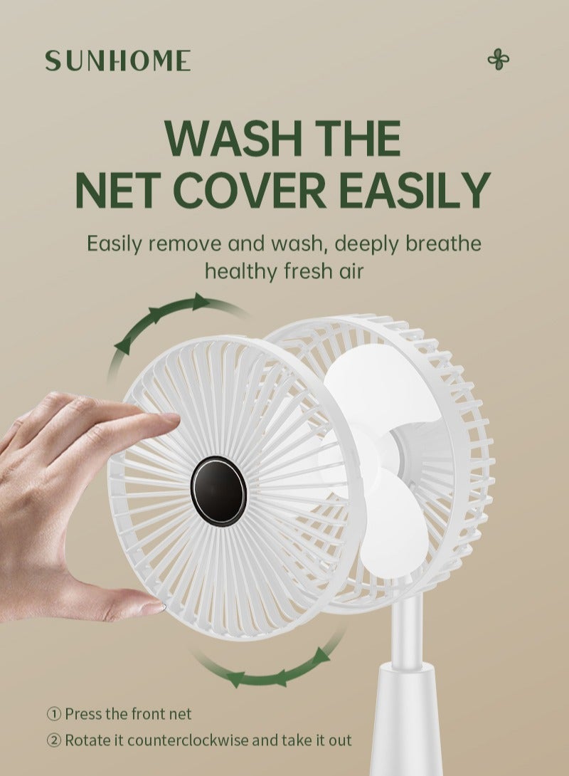 صن هوم 3 سرعات صغيرة قابلة للتعديل التلقائي تدفق الهواء مروحة سطح المكتب 9W HH-196 أبيض - Image 2