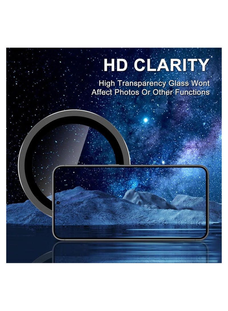Waldic Motorola Edge 50 Fusion Camera Lens Protector, Scratch-Resistant HD Clarity Ultra-Thin 9H Tempered Glass with Aluminium Edging, Individual Metal Lens Cover - Black  - Image 2