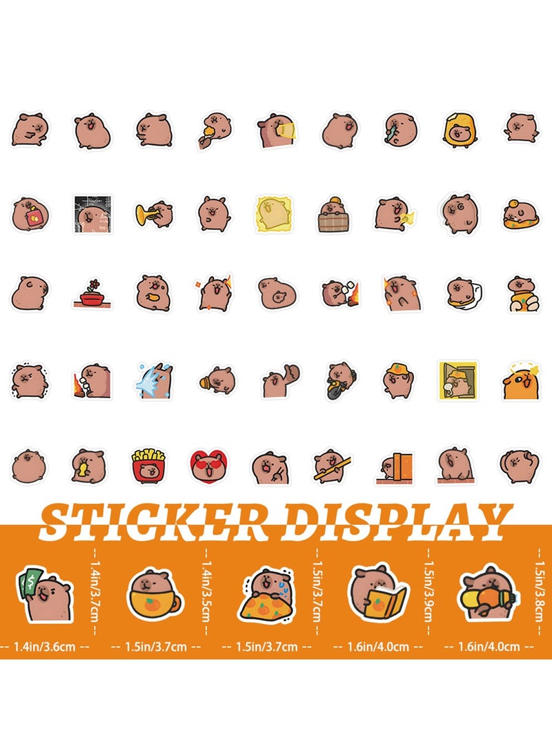 100 قطعة من ملصقات الكابيبارا الكرتونية اللطيفة على شكل حيوانات من الفينيل ملصقات مقاومة للماء هدايا حفلات طبيعية للبالغين والمراهقين والفتيات وزجاجة المياه والكمبيوتر المحمول والأمتعة والخوذة وألبوم القصاصات والدراجات النارية والجيتار - Image 5