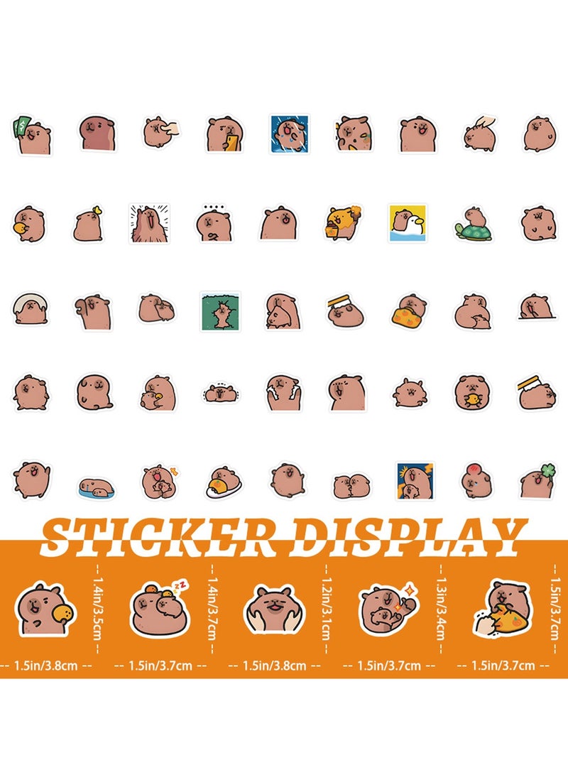 100 قطعة من ملصقات الكابيبارا الكرتونية اللطيفة على شكل حيوانات من الفينيل ملصقات مقاومة للماء هدايا حفلات طبيعية للبالغين والمراهقين والفتيات وزجاجة المياه والكمبيوتر المحمول والأمتعة والخوذة وألبوم القصاصات والدراجات النارية والجيتار - Image 4