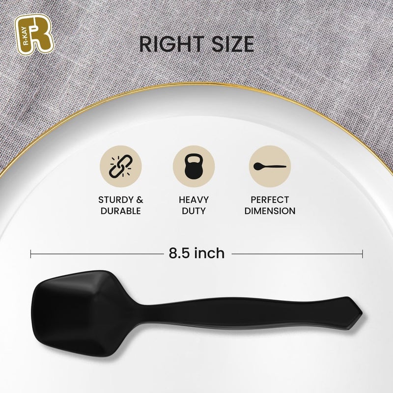 R-kay 12 Pack Black Plastic Serving Spoons For Buffet 7.5 Inch - Black Plastic Serving Utensils For Hot And Cold Food - Disposable Serving Utensils For Parties  Holidays And Gatherings - Image 5