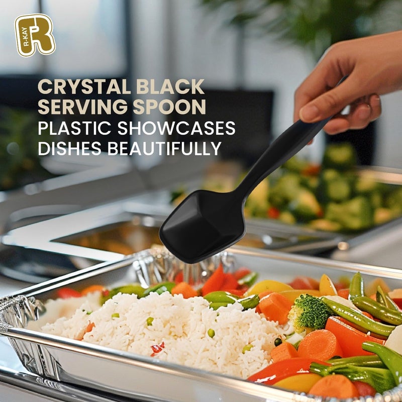 R-kay 12 Pack Black Plastic Serving Spoons For Buffet 7.5 Inch - Black Plastic Serving Utensils For Hot And Cold Food - Disposable Serving Utensils For Parties  Holidays And Gatherings - Image 2