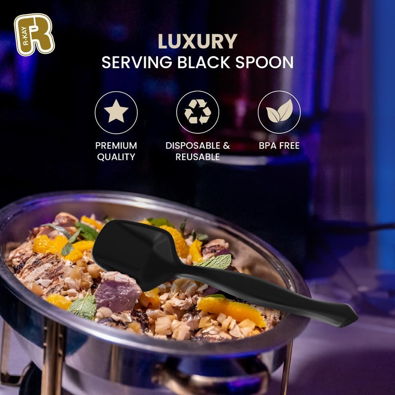 R-kay 12 Pack Black Plastic Serving Spoons For Buffet 7.5 Inch - Black Plastic Serving Utensils For Hot And Cold Food - Disposable Serving Utensils For Parties  Holidays And Gatherings - Image 4