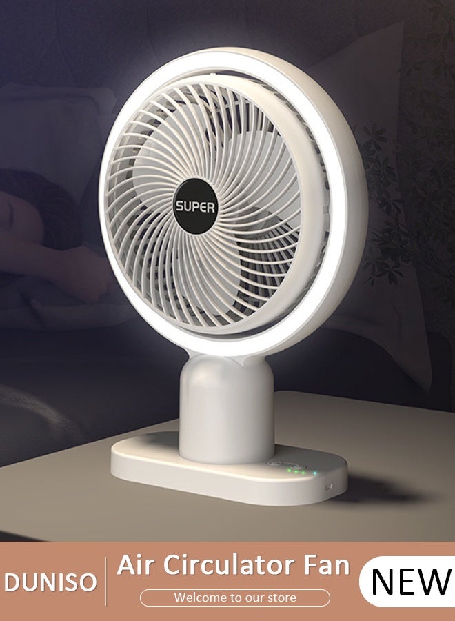 DUNISO Air Circulator Fan with Light Small Quiet Turbo Force Desk Fans with Base-Mounted Controls 3 Speed Cooling Fan Floor Fan for Whole Room Home Bedroom Office Outdoor - Image 1