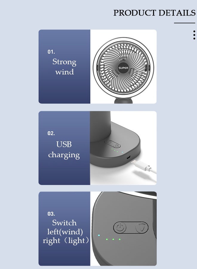 DUNISO Air Circulator Fan with Light Small Quiet Turbo Force Desk Fans with Base-Mounted Controls 3 Speed Cooling Fan Floor Fan for Whole Room Home Bedroom Office Outdoor - Image 4