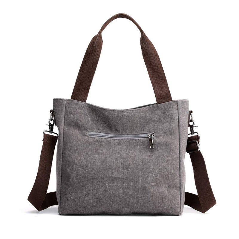 Sunshinejing Women's Canvas Shoulder Bags Tote Purses Satchel Work Shopping Crossbody Bag (Grey) - Image 5