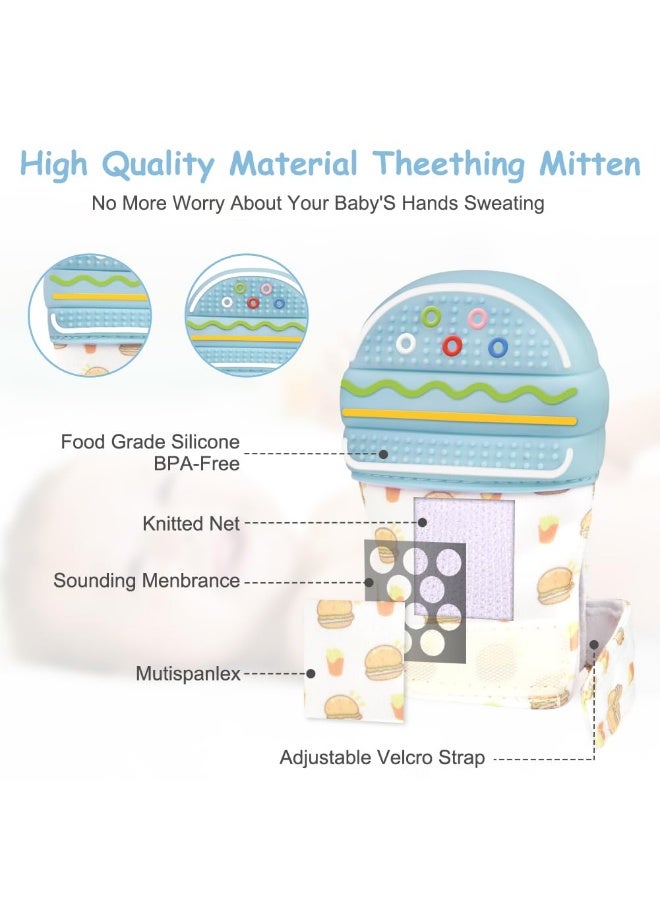 LOKIPA Teether Mits for Baby, 2 Pack Teething Mittens for Babies, Baby Teething Gloves, Food Grade Silicone Teether Glove, Infant Soothing Pain Relief Mitt Baby Teether Mits for Baby, Safe (BPA Free) - Image 3